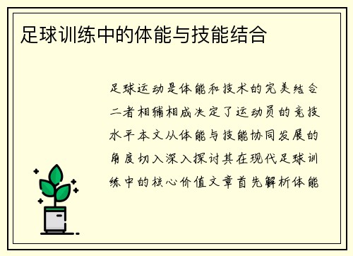 足球训练中的体能与技能结合